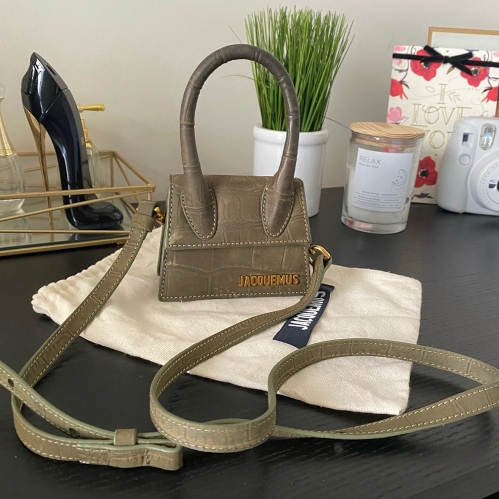 Jacquemus Khaki Croc Le Chiquito Bag